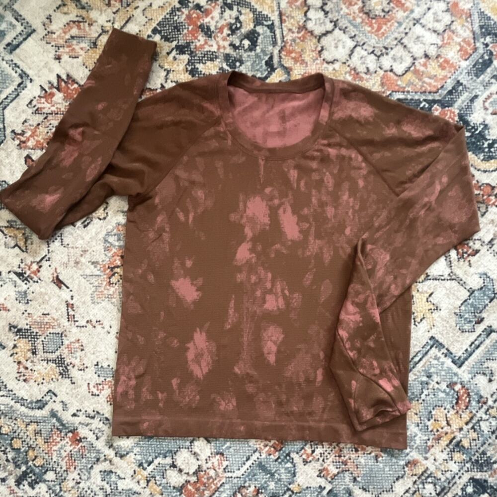 lululemon Swiftly Tech Long Sleeve Shirt 2.0 Shadow Bloom/Brier Rose Size 8